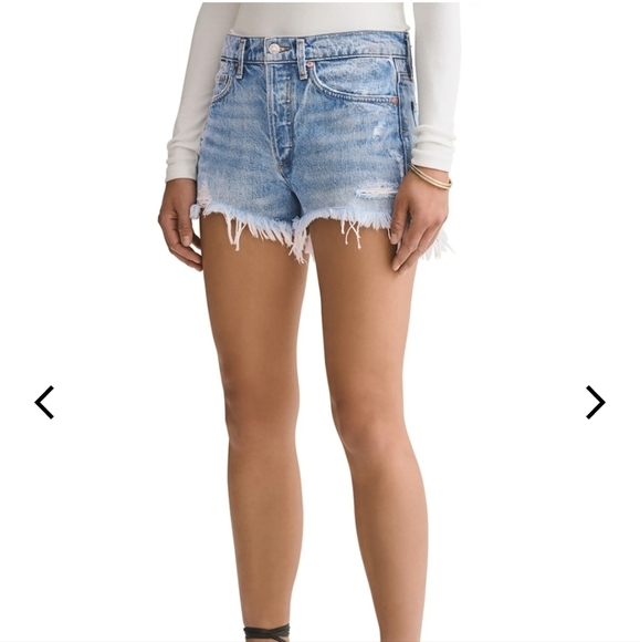 AGOLDE HI RISE SHORT 100% COTTON BUTTON FLY DISTRESSED HIGH WAISTED - Picture 1 of 9